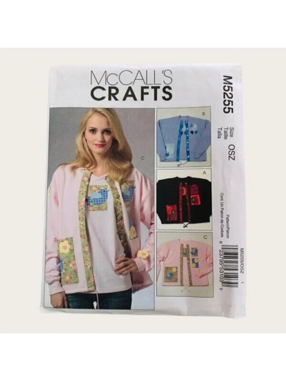 McCalls Sewing Pattern 5255 Appliques for Cardigan and T-Shirts Uncut